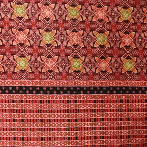 Burgundy Batik Border Cotton Print