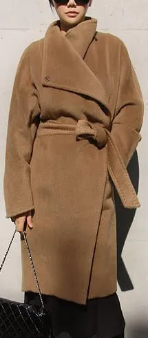 Camel Oversized Collar Wool & Cashmere Coat