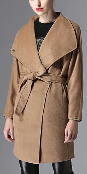 Camel Oversized Collar Wool & Cashmere Coat