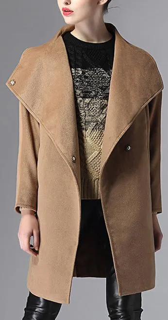 Camel Oversized Collar Wool & Cashmere Coat