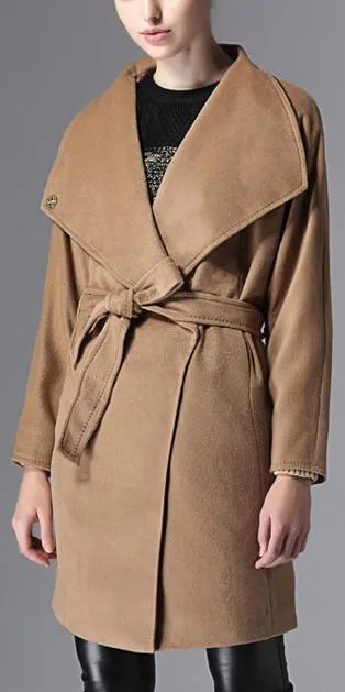 Camel Oversized Collar Wool & Cashmere Coat