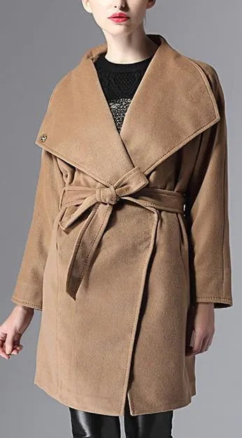 Camel Oversized Collar Wool & Cashmere Coat