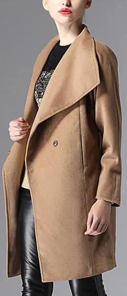 Camel Oversized Collar Wool & Cashmere Coat