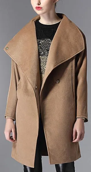 Camel Oversized Collar Wool & Cashmere Coat