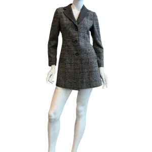 Grey Plaid Wool Coat