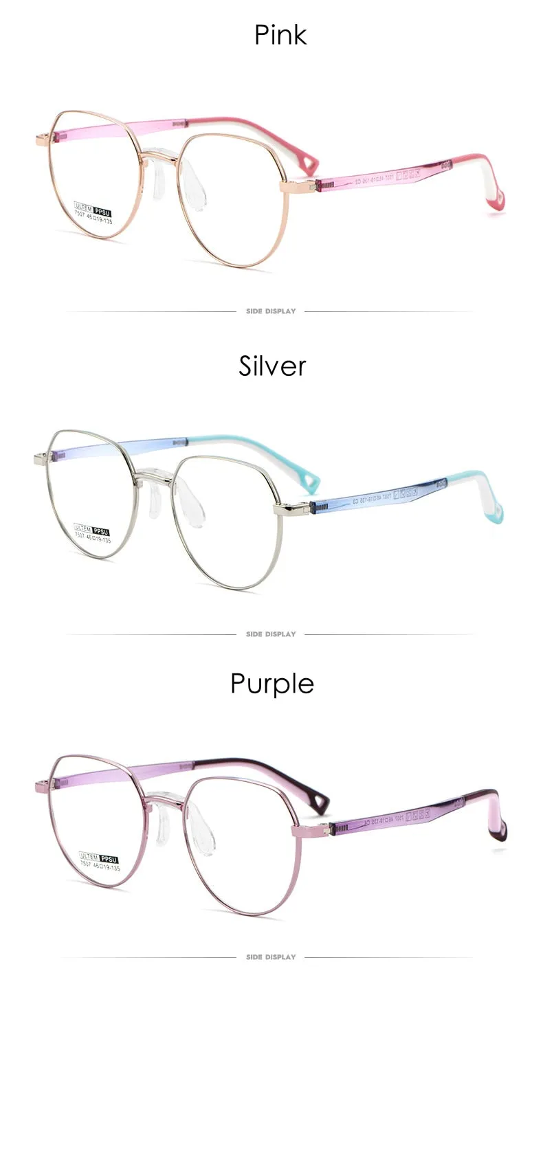 KatKani Unisex Youth Full Rim Round Ultem Alloy Frame Eyeglasses 7507S