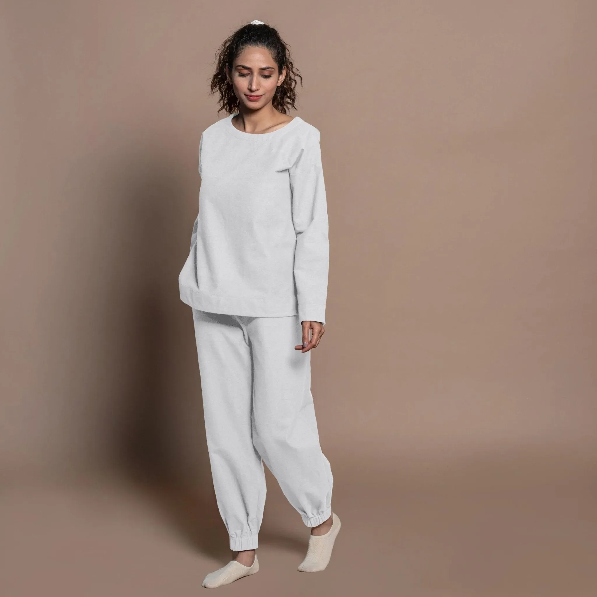 Light Grey Warm Cotton Flannel Sweatshirt