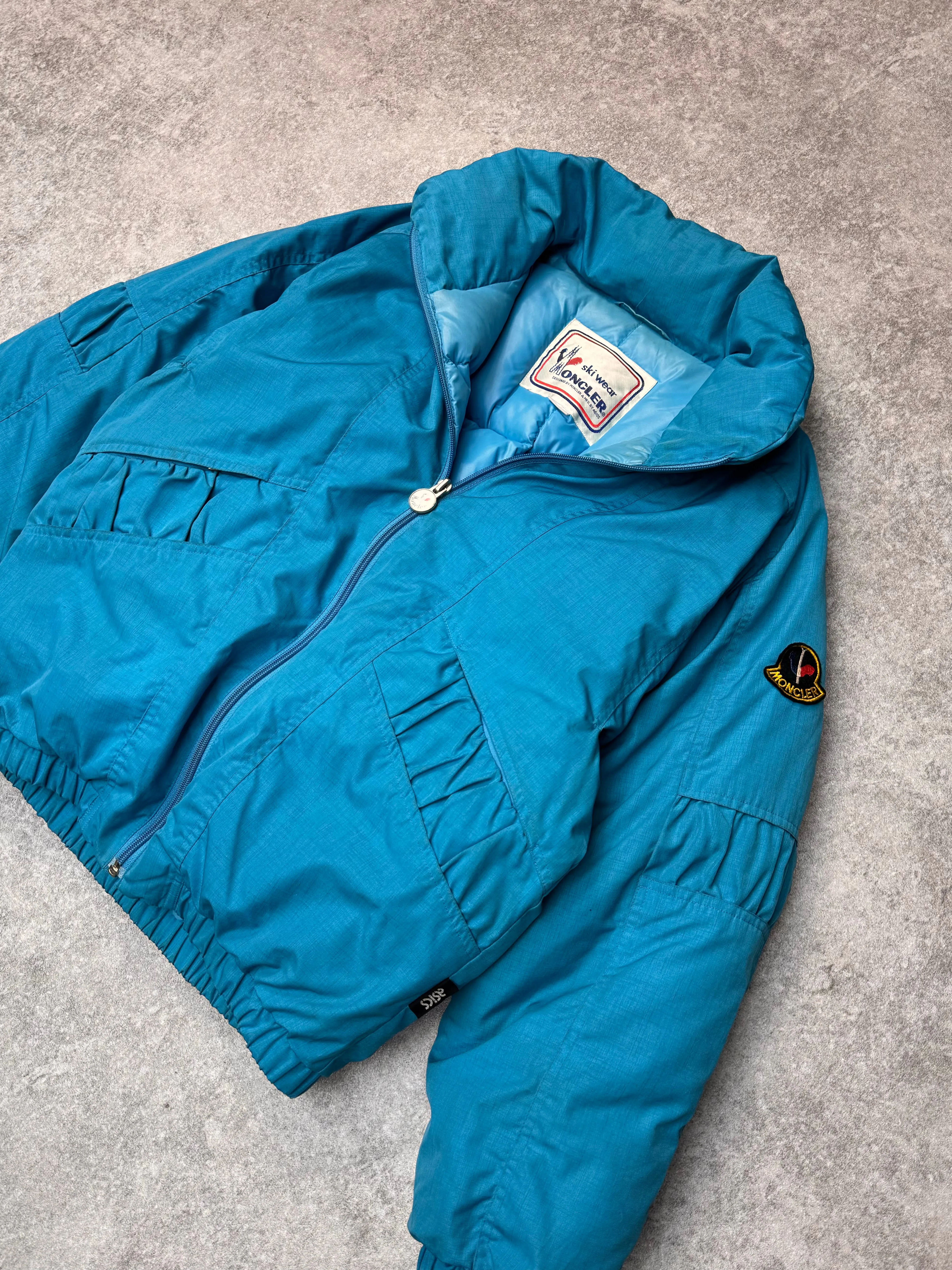 Moncler Vintage Ski Electric Blue Cropped Puffer Jacket