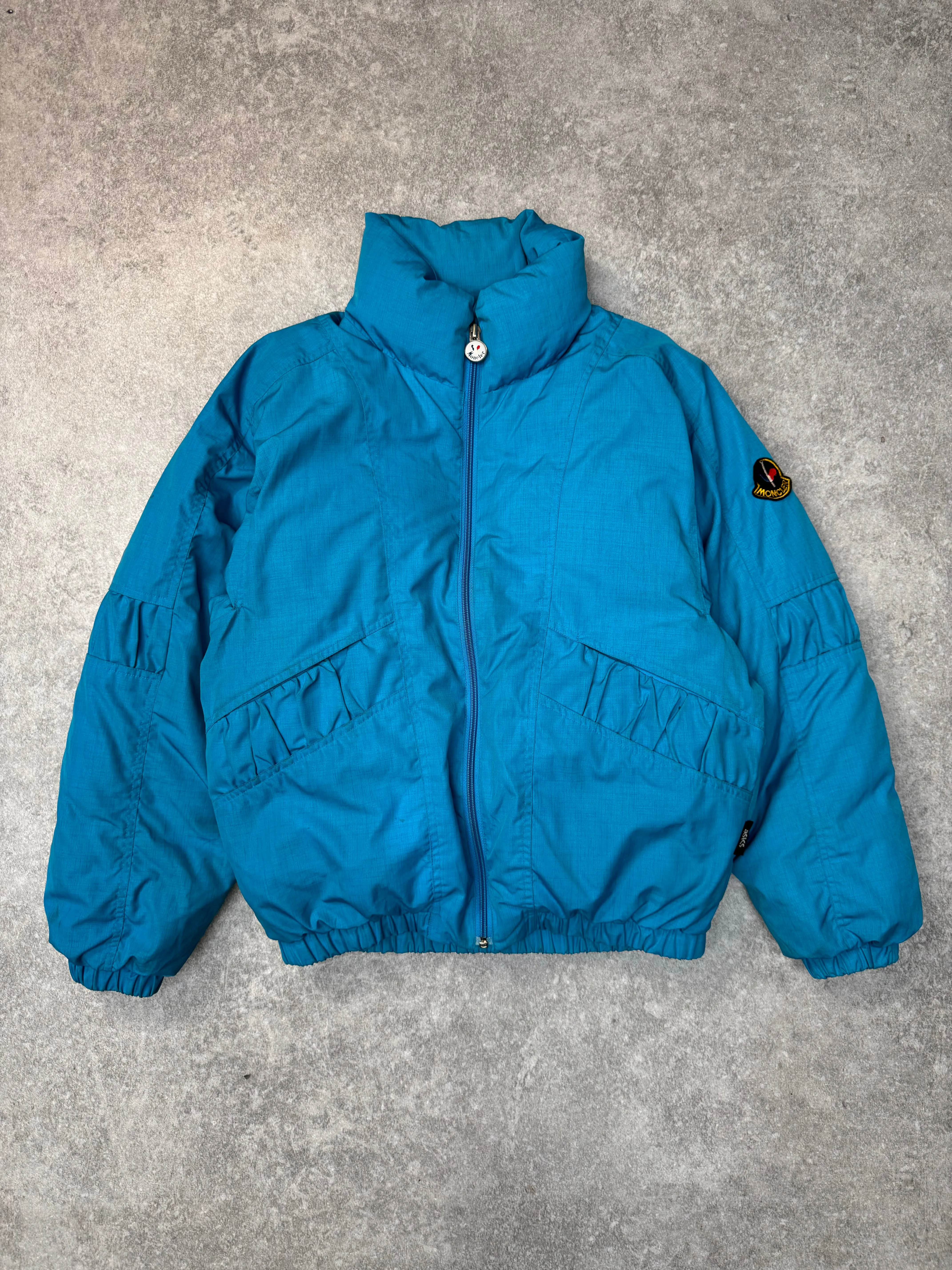 Moncler Vintage Ski Electric Blue Cropped Puffer Jacket