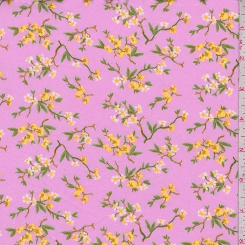 Orchid Pink/Gold Mini Daisy Double Brushed Jersey Knit Fabric