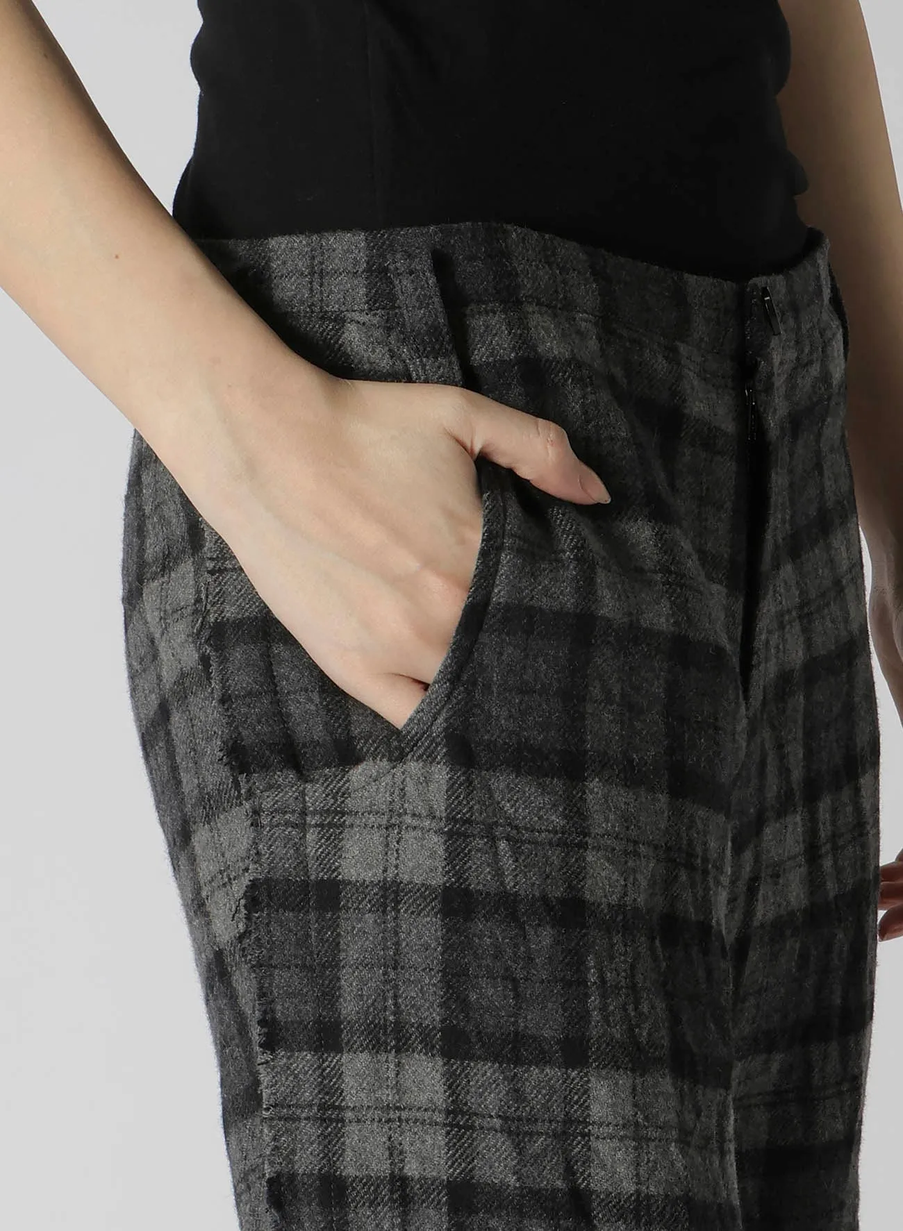PLAID FLANNEL STRAIGHT PANTS