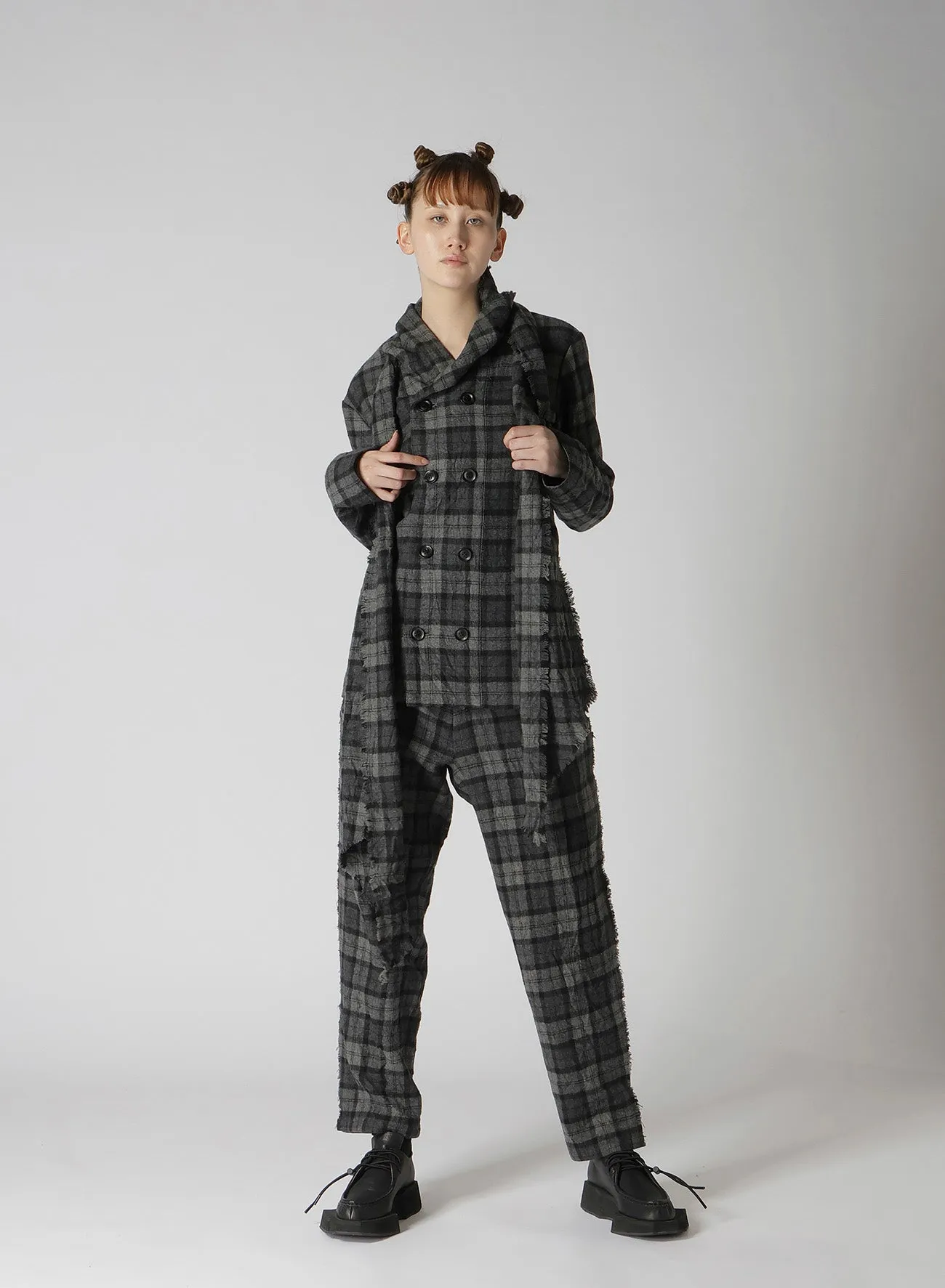 PLAID FLANNEL STRAIGHT PANTS
