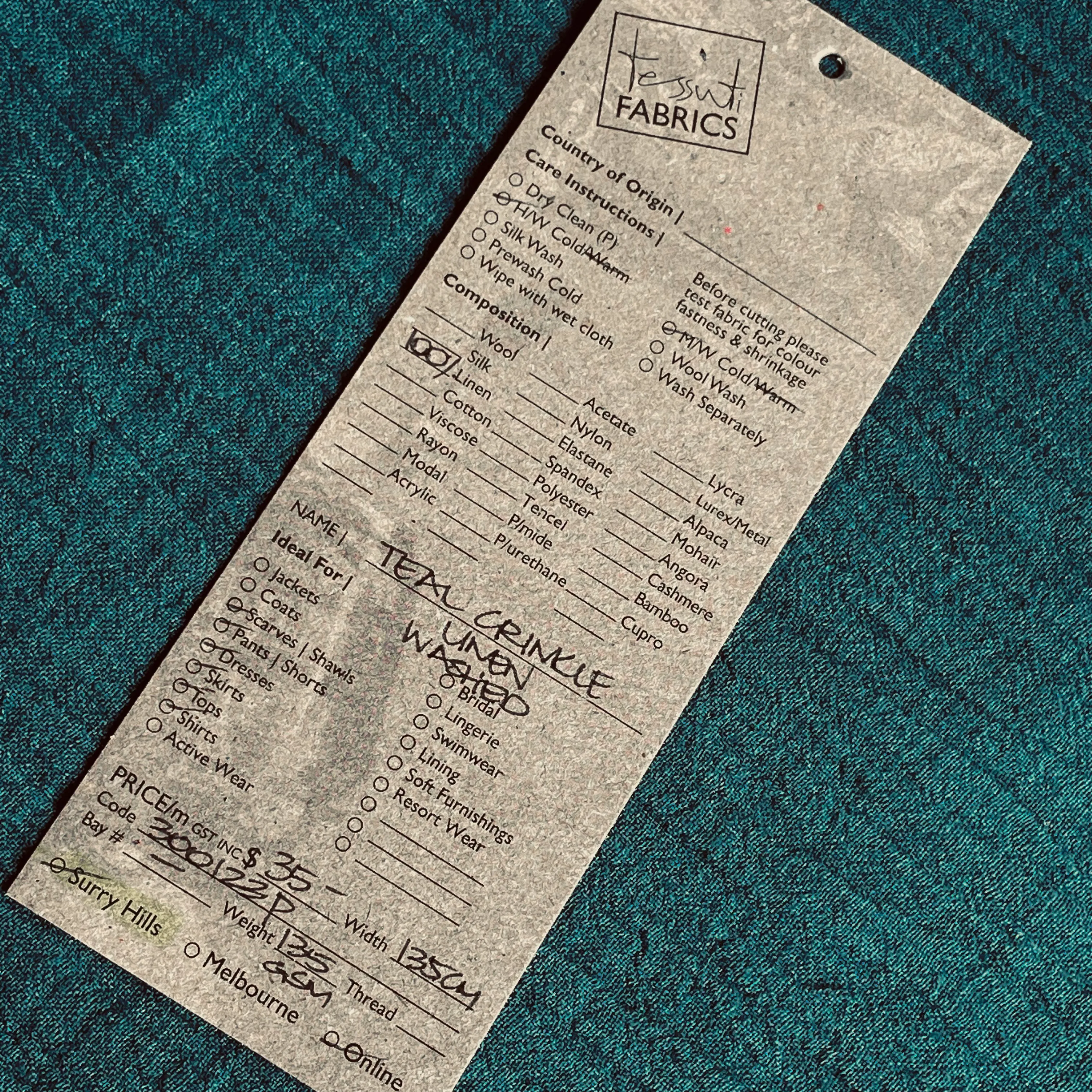 Teal Crinkle Linen