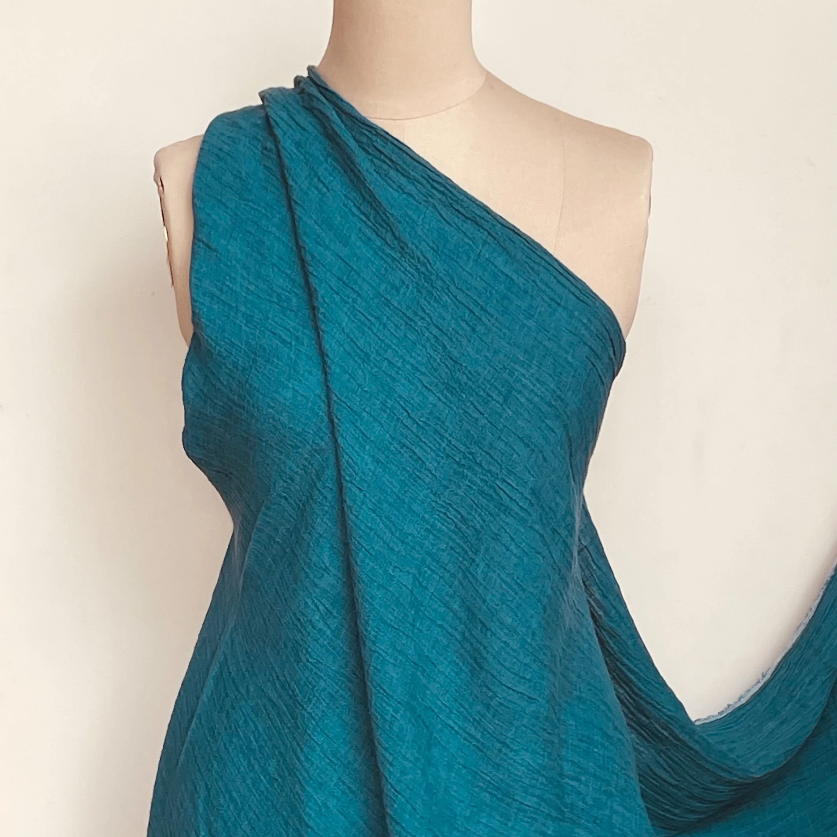 Teal Crinkle Linen