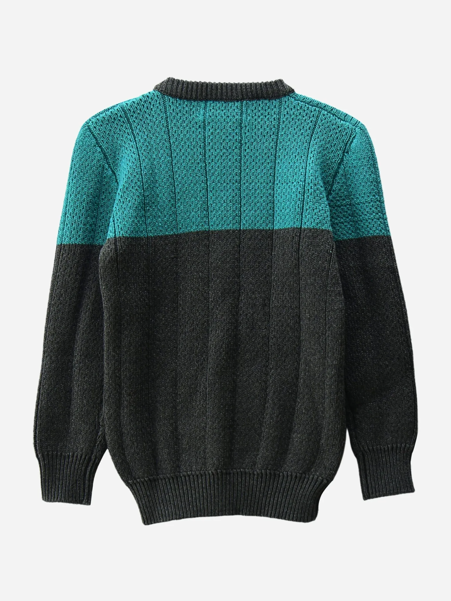 Turquoise & Grey Chunky Casual Sweater